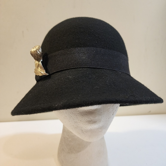 Women's Black 100% Wool Fedora Hat OS - Picture 2 of 8